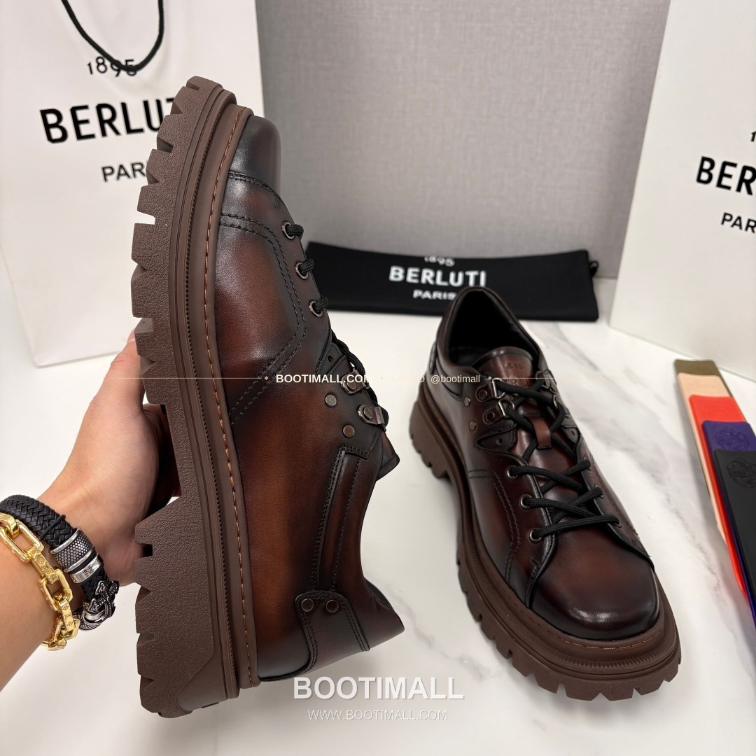 벨루티 베네치아가죽 수공염색 브루니코 볼드솔 더비 슈즈 Berluti Venezia Leather Hand Patina Brunico Chunky Sole Derby Shoes 6