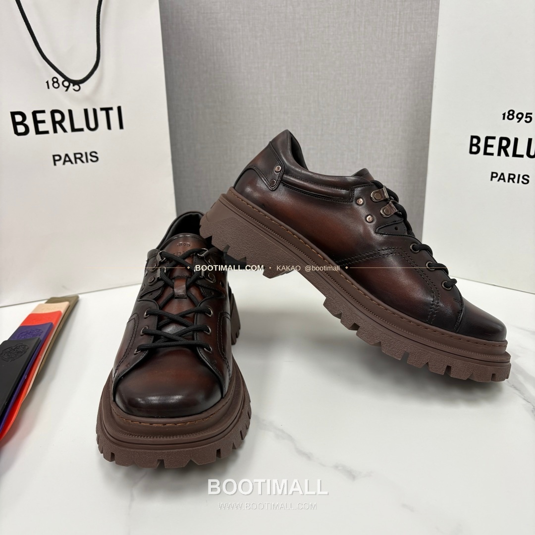 벨루티 베네치아가죽 수공염색 브루니코 볼드솔 더비 슈즈 Berluti Venezia Leather Hand Patina Brunico Chunky Sole Derby Shoes 7