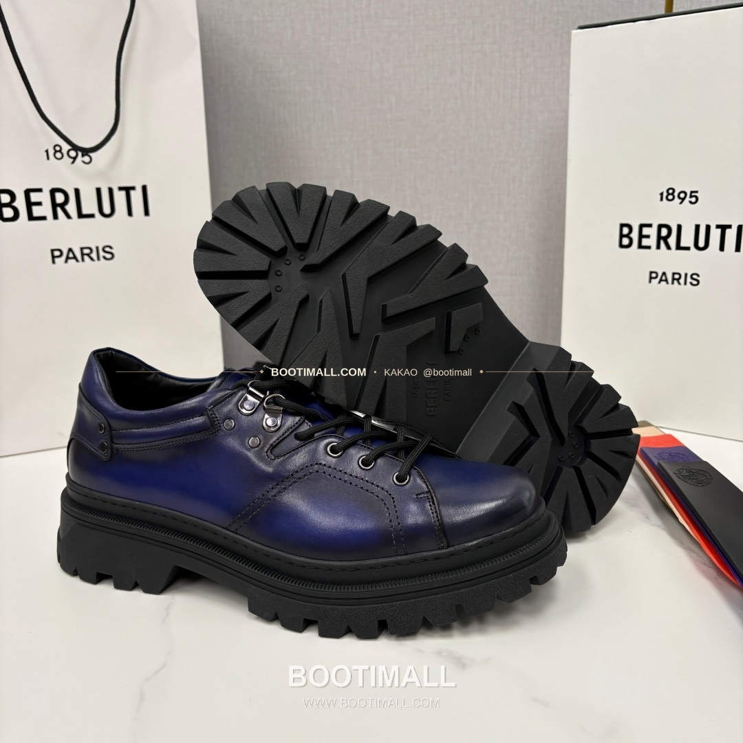 벨루티 베네치아가죽 수공염색 브루니코 볼드솔 더비 슈즈 Berluti Venezia Leather Hand Patina Brunico Chunky Sole Derby Shoes 9