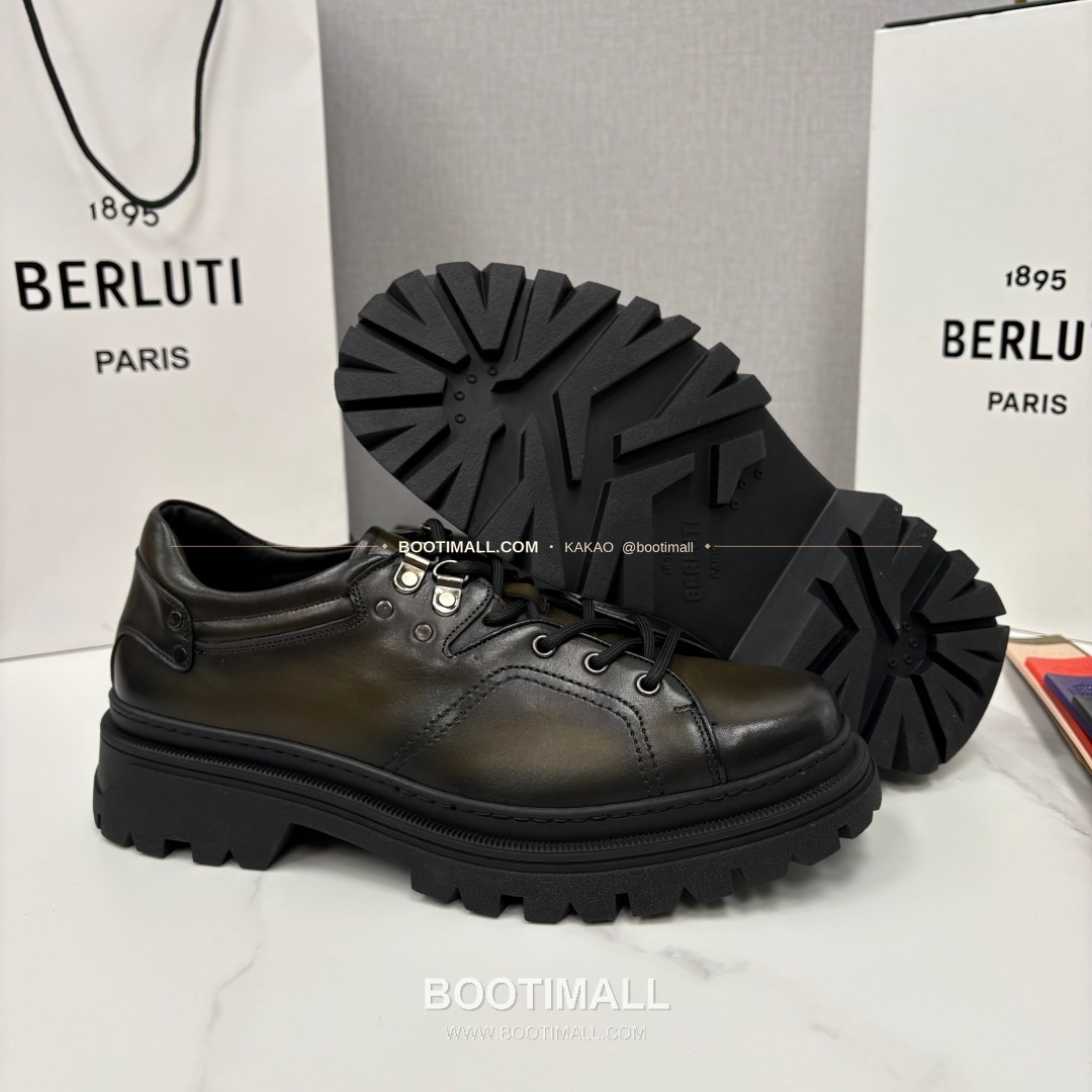 벨루티 베네치아가죽 수공염색 브루니코 볼드솔 더비 슈즈 Berluti Venezia Leather Hand Patina Brunico Chunky Sole Derby Shoes 9