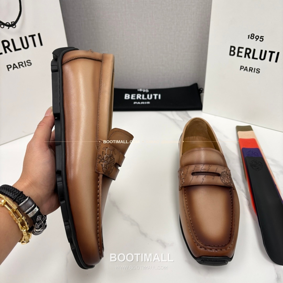 벨루티 스크리토 송아지가죽 수공염색 사투르닌 드라이빙 로퍼 Berluti Scritto Calfskin Hand Patina Saturnin Driving Loafers 4