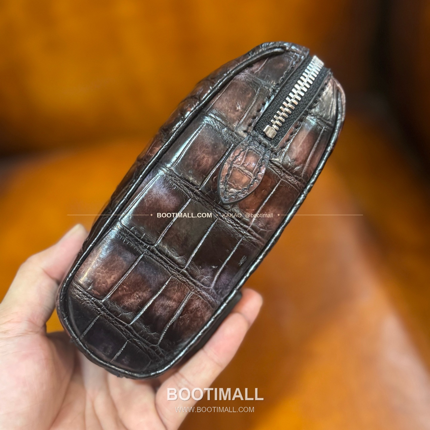 벨루티 GRAND JOUR 나일 크로커다일 파티나 레더 브라운 클러치 Berluti GRAND JOUR Nile Crocodile Patina Leather Brown Clutch 6523101400 7