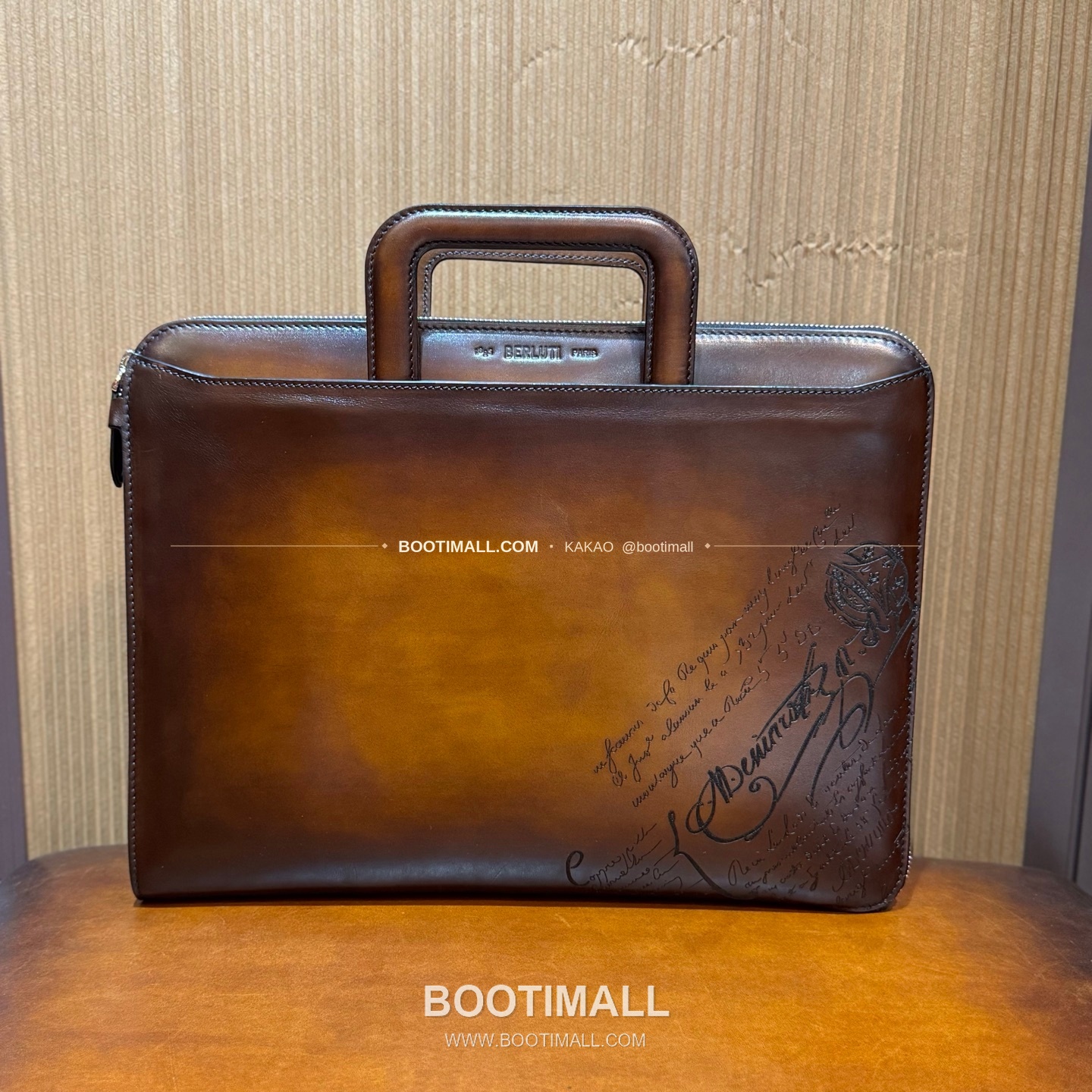 벨루티 스크리토 파티나 레더 브라운 슬림 브리프케이스 Berluti Scritto Patina Leather Brown Slim Briefcase 1