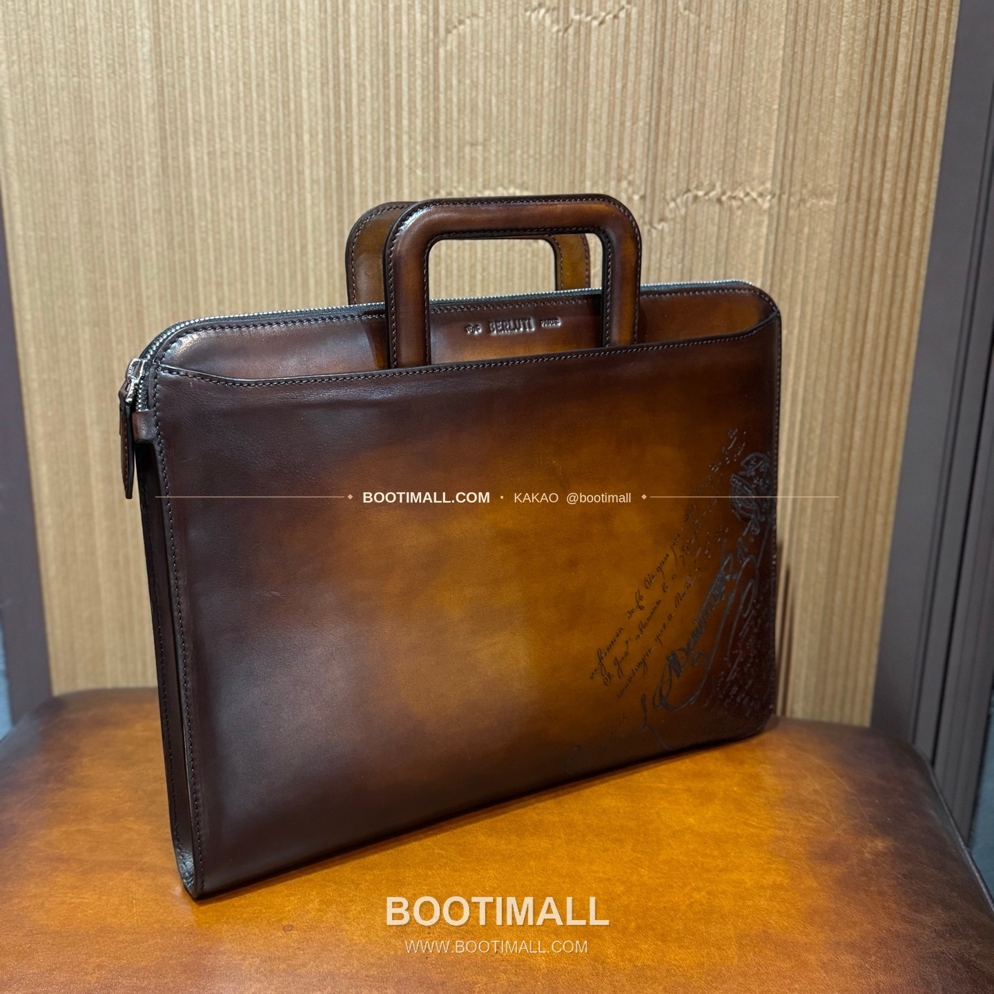벨루티 스크리토 파티나 레더 브라운 슬림 브리프케이스 Berluti Scritto Patina Leather Brown Slim Briefcase 2