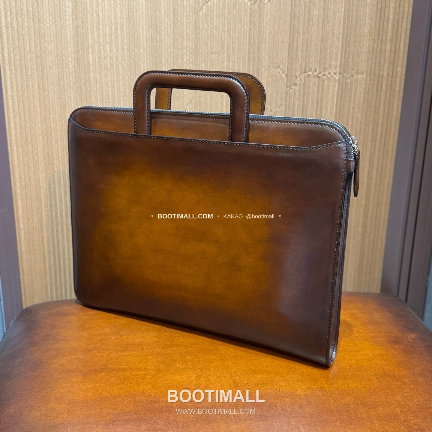 벨루티 스크리토 파티나 레더 브라운 슬림 브리프케이스 Berluti Scritto Patina Leather Brown Slim Briefcase 4