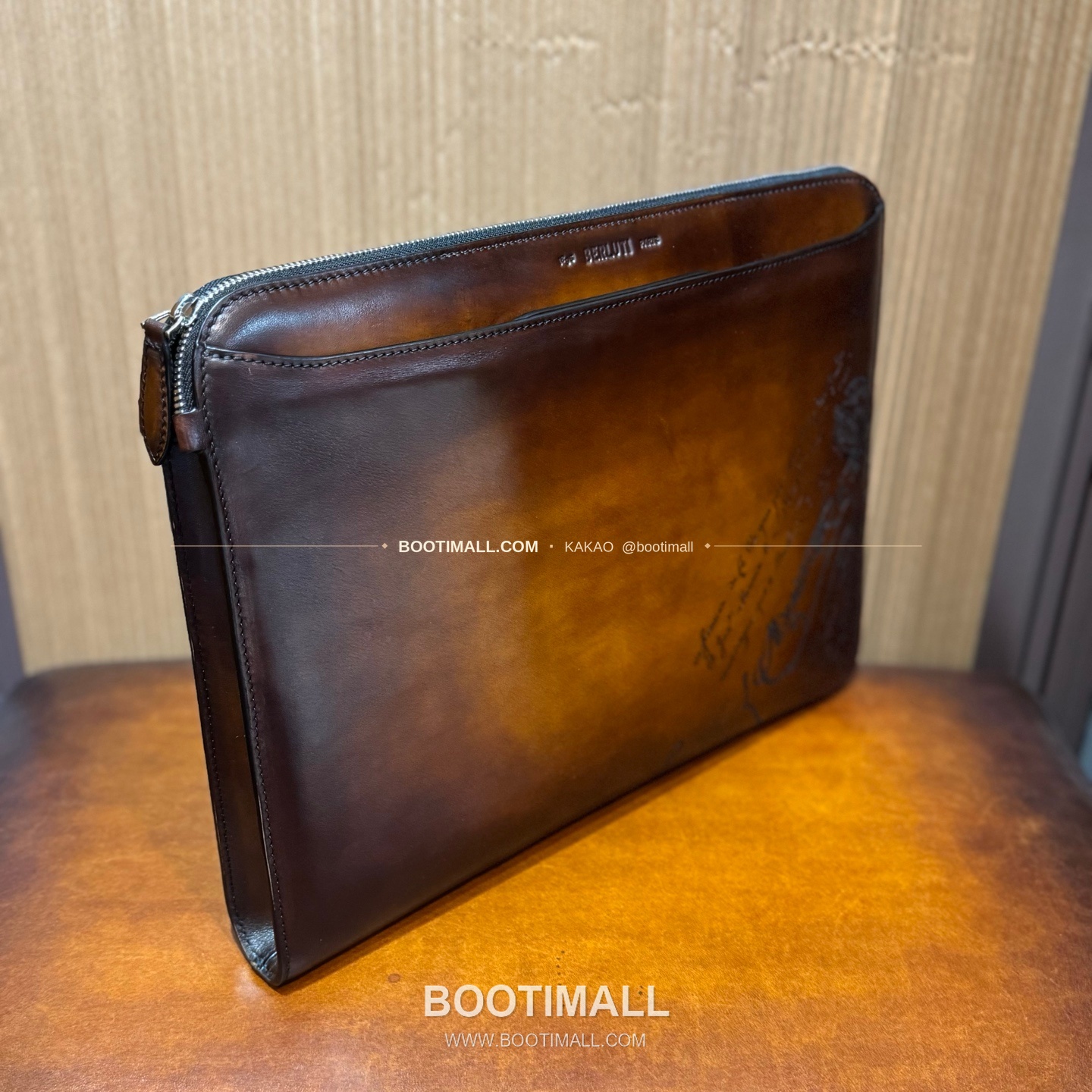 벨루티 스크리토 파티나 레더 브라운 슬림 브리프케이스 Berluti Scritto Patina Leather Brown Slim Briefcase 5