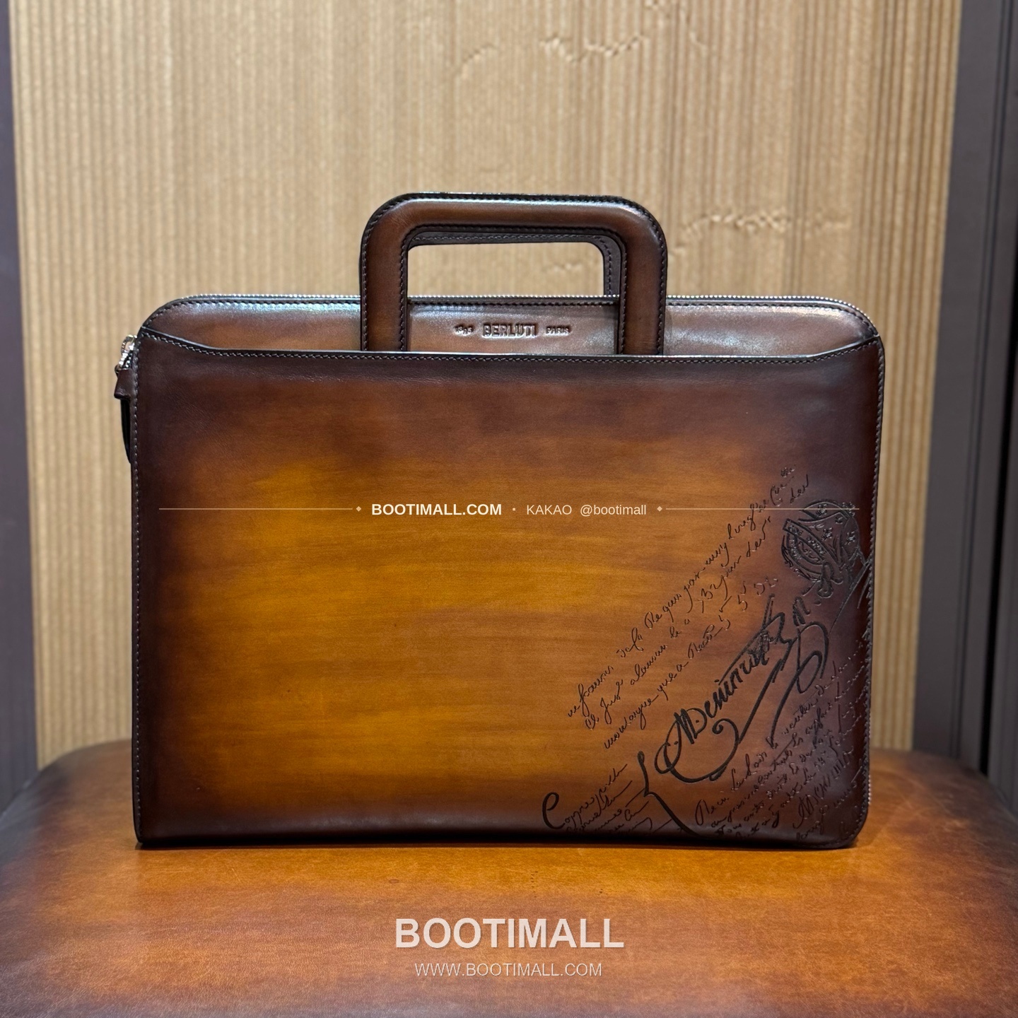 벨루티 스크리토 파티나 레더 브라운 슬림 브리프케이스 Berluti Scritto Patina Leather Brown Slim Briefcase 1