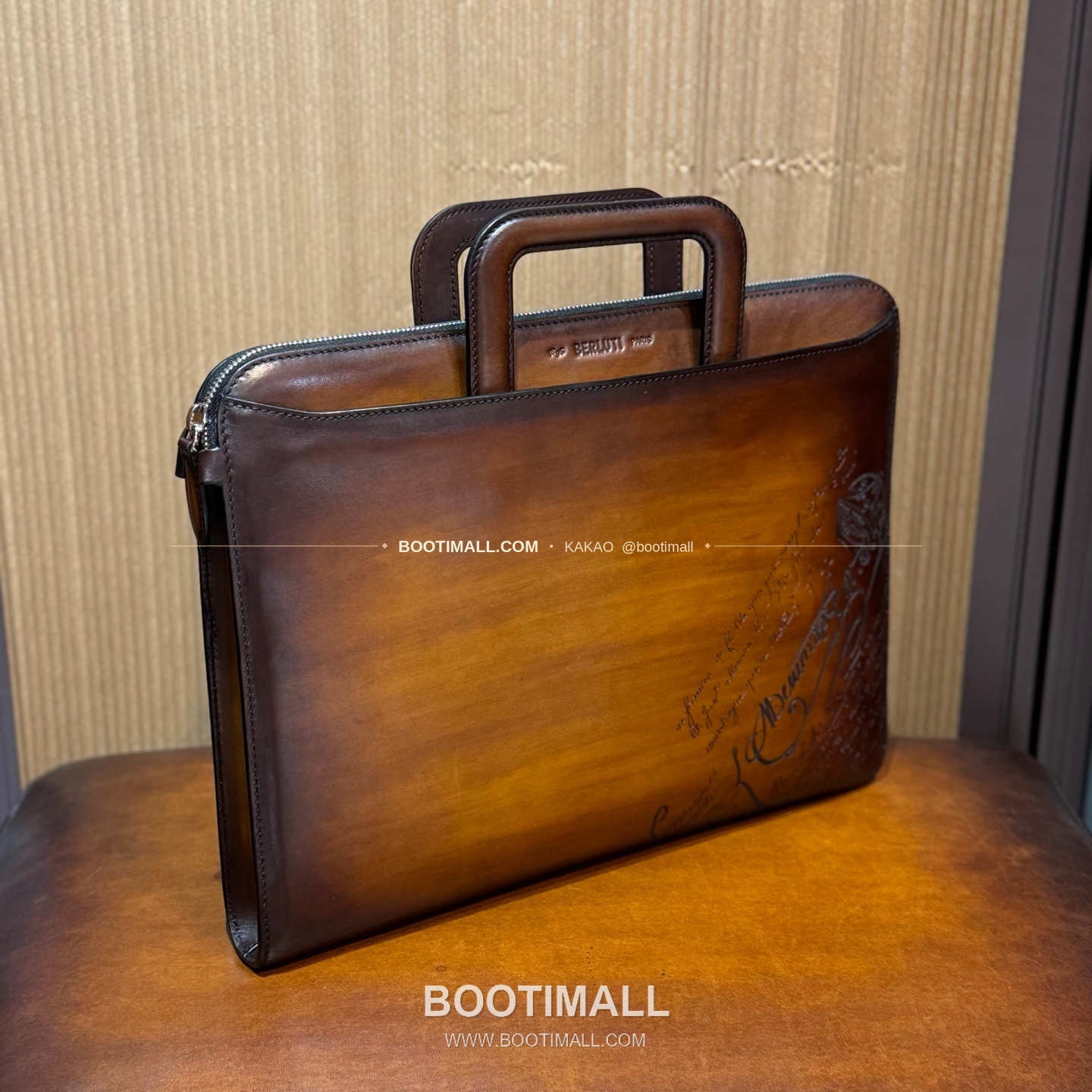벨루티 스크리토 파티나 레더 브라운 슬림 브리프케이스 Berluti Scritto Patina Leather Brown Slim Briefcase 2