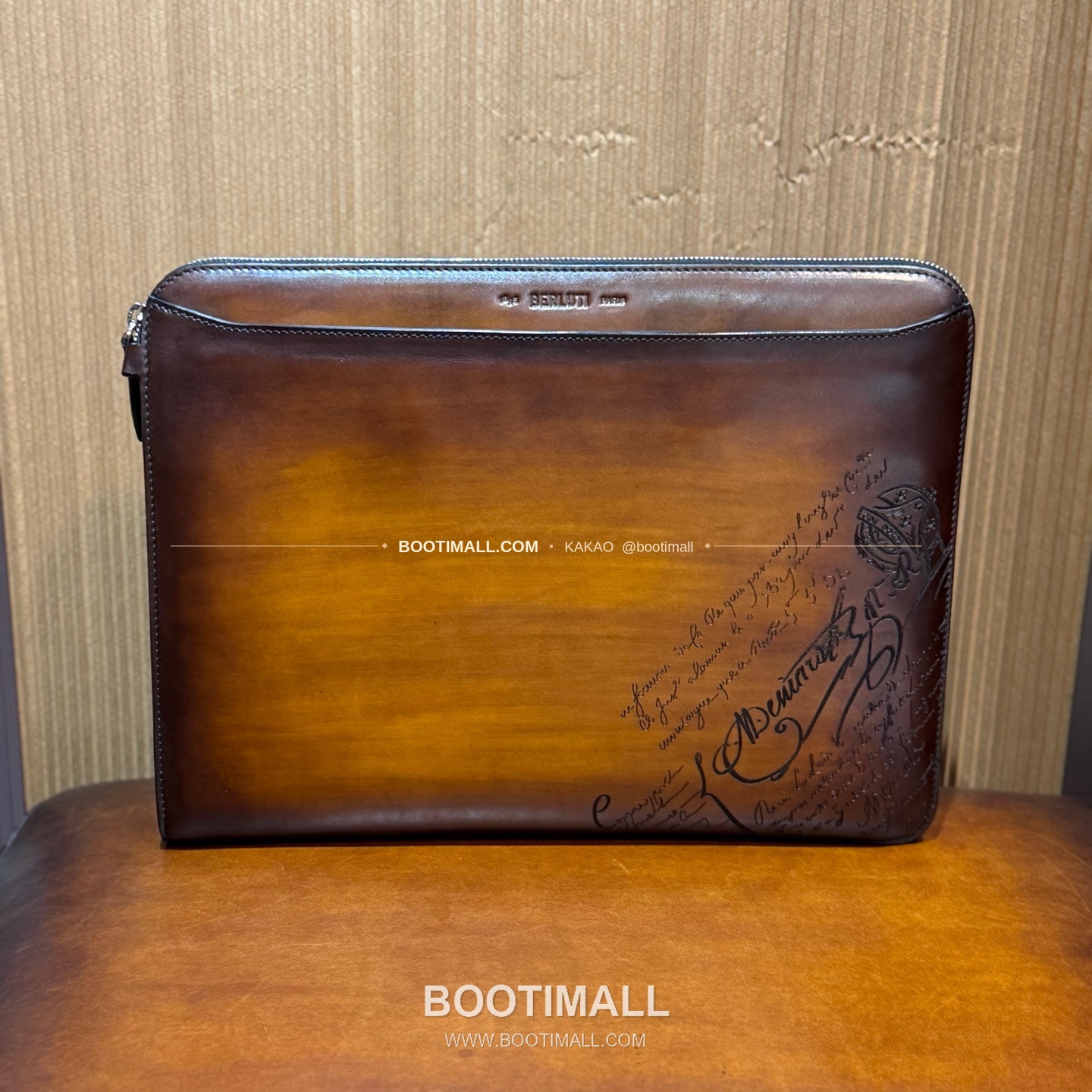 벨루티 스크리토 파티나 레더 브라운 슬림 브리프케이스 Berluti Scritto Patina Leather Brown Slim Briefcase 5