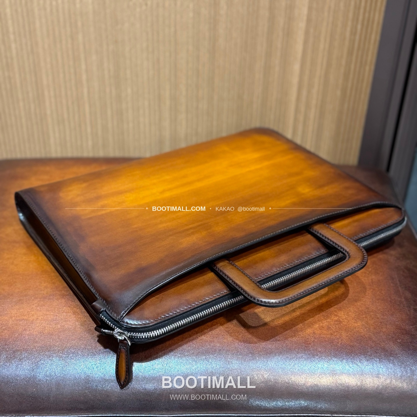 벨루티 스크리토 파티나 레더 브라운 슬림 브리프케이스 Berluti Scritto Patina Leather Brown Slim Briefcase 7