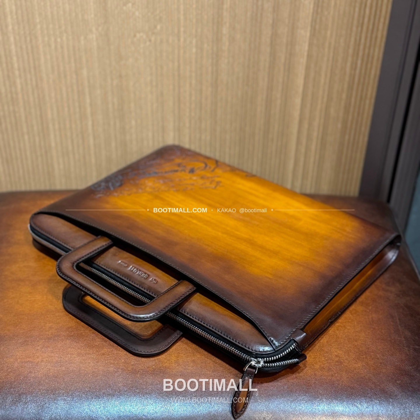 벨루티 스크리토 파티나 레더 브라운 슬림 브리프케이스 Berluti Scritto Patina Leather Brown Slim Briefcase 8