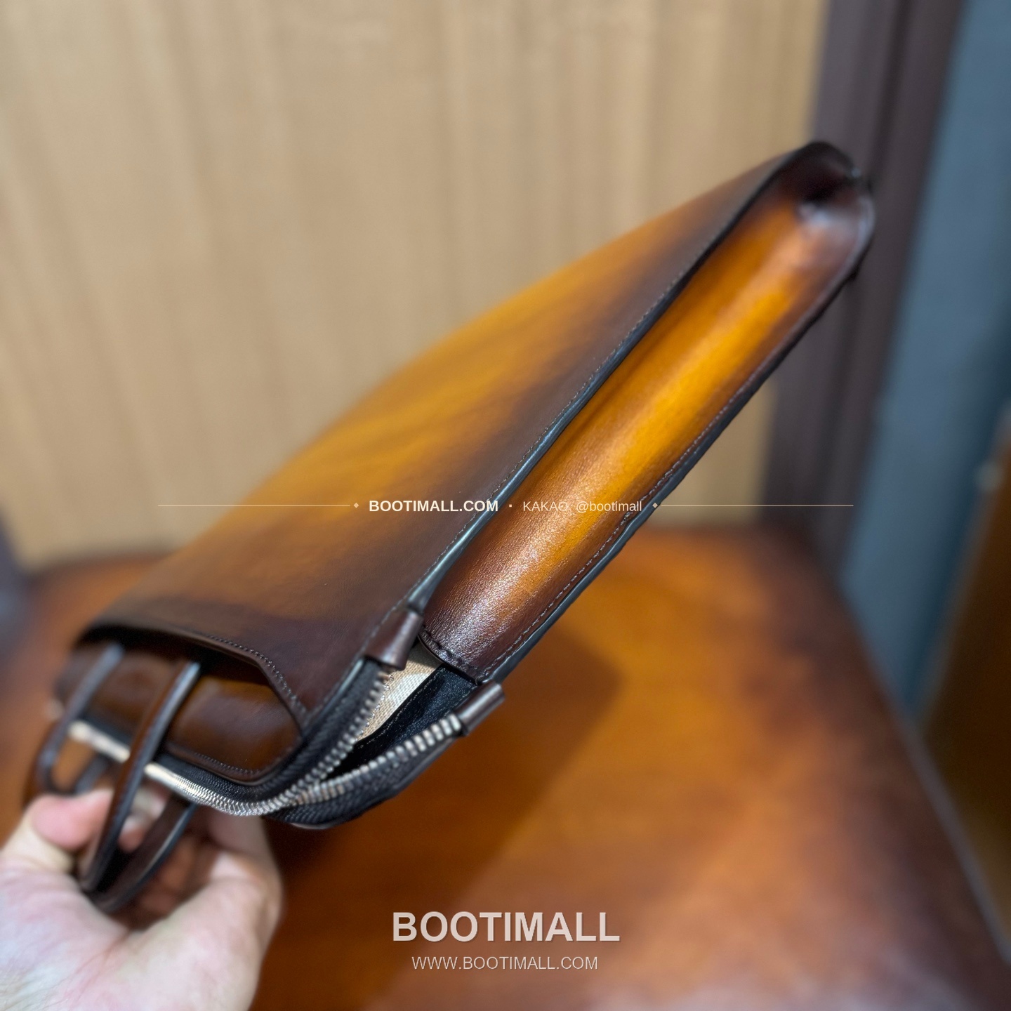 벨루티 스크리토 파티나 레더 브라운 슬림 브리프케이스 Berluti Scritto Patina Leather Brown Slim Briefcase 10