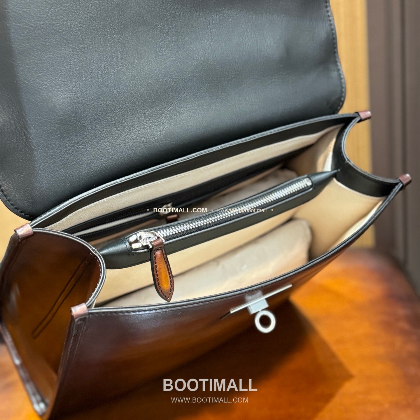 벨루티 E'Mio 파티나 레더 브라운 투웨이 백팩 Berluti E'Mio Patina Leather Brown Two Way Backpack 35cm 9