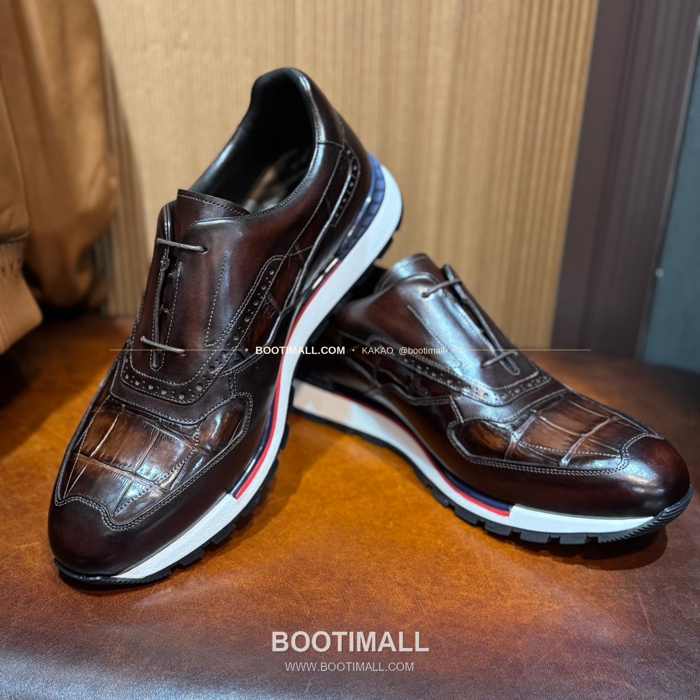 벨루티 소가죽 악어가죽 파티나 스니커즈 Berluti Calfskin Crocodile Leather Patina Black Sneakers 7