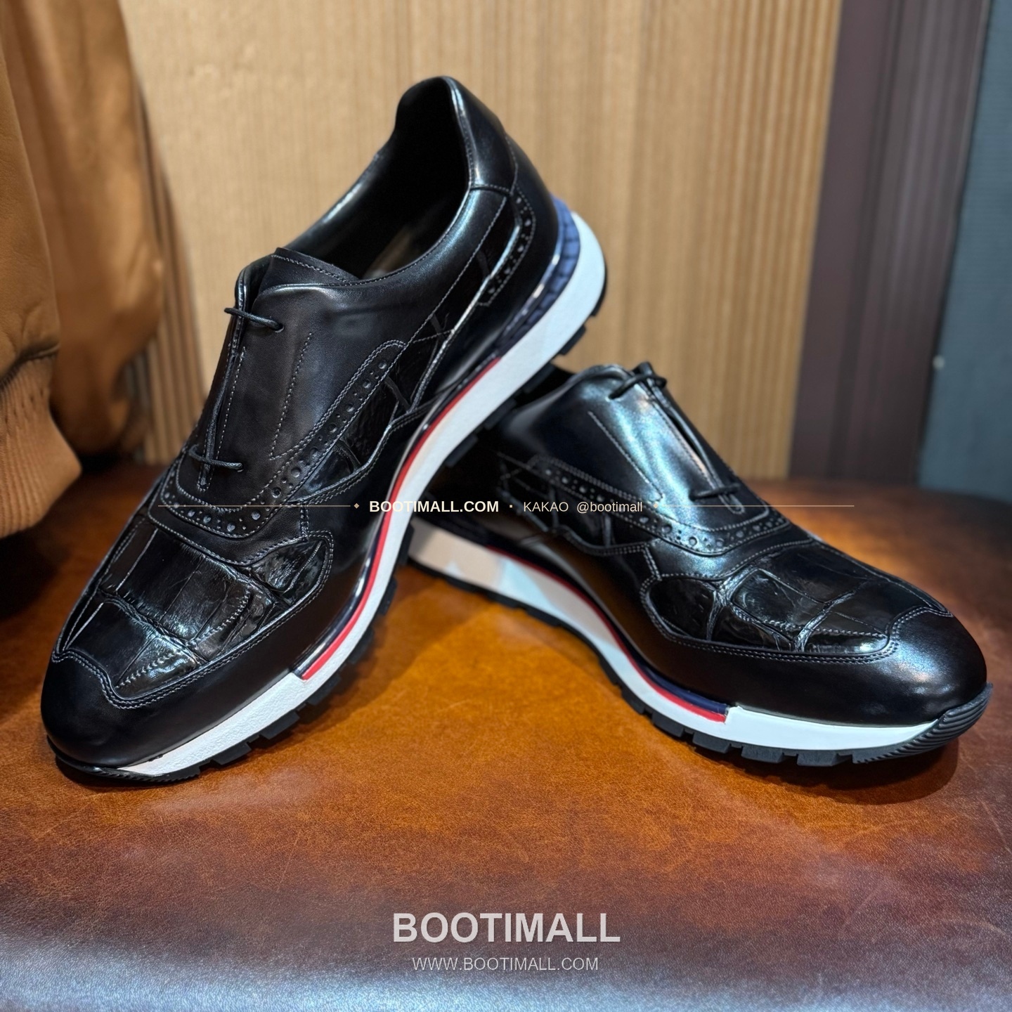 벨루티 소가죽 악어가죽 파티나 스니커즈 Berluti Calfskin Crocodile Leather Patina Black Sneakers 7