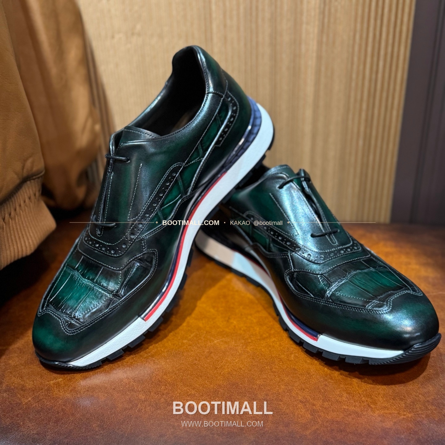 벨루티 소가죽 악어가죽 파티나 스니커즈 Berluti Calfskin Crocodile Leather Patina Black Sneakers 5