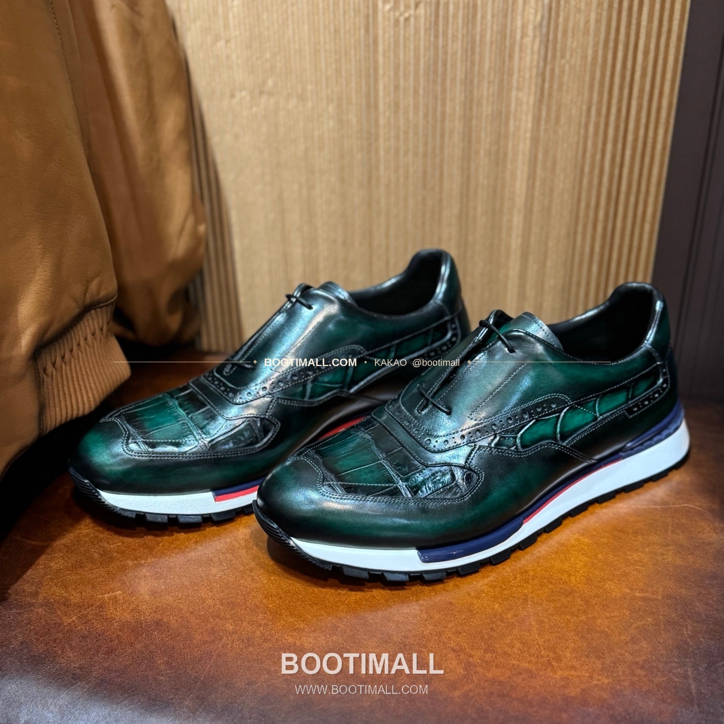 벨루티 소가죽 악어가죽 파티나 스니커즈 Berluti Calfskin Crocodile Leather Patina Black Sneakers 7