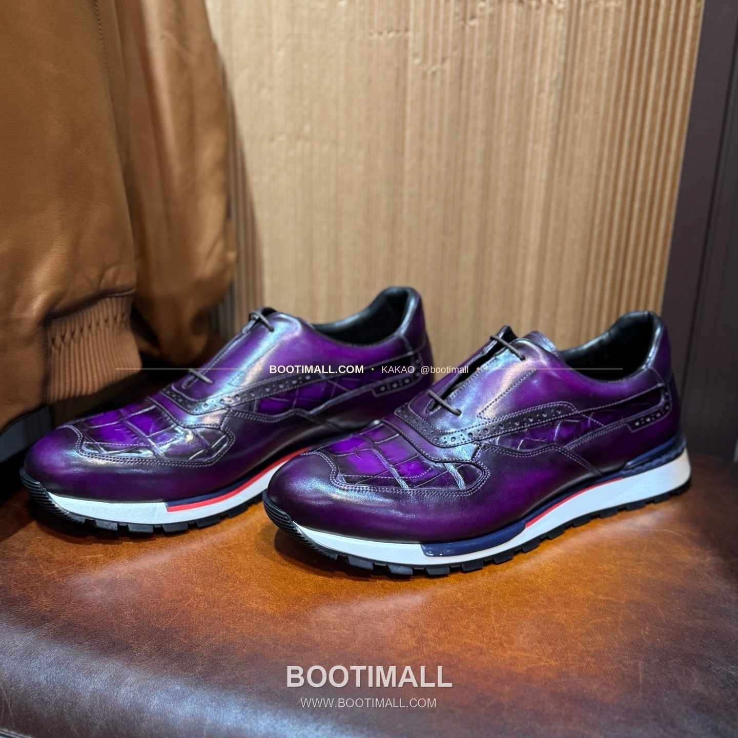 벨루티 소가죽 악어가죽 파티나 스니커즈 Berluti Calfskin Crocodile Leather Patina Black Sneakers 3