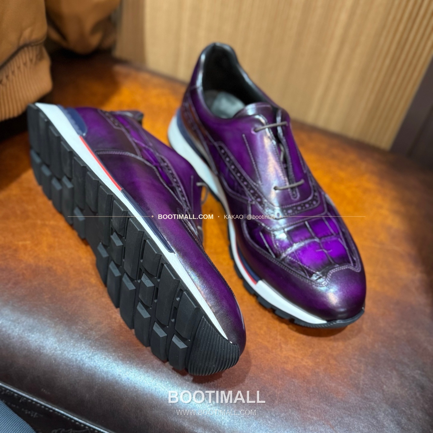 벨루티 소가죽 악어가죽 파티나 스니커즈 Berluti Calfskin Crocodile Leather Patina Black Sneakers 6