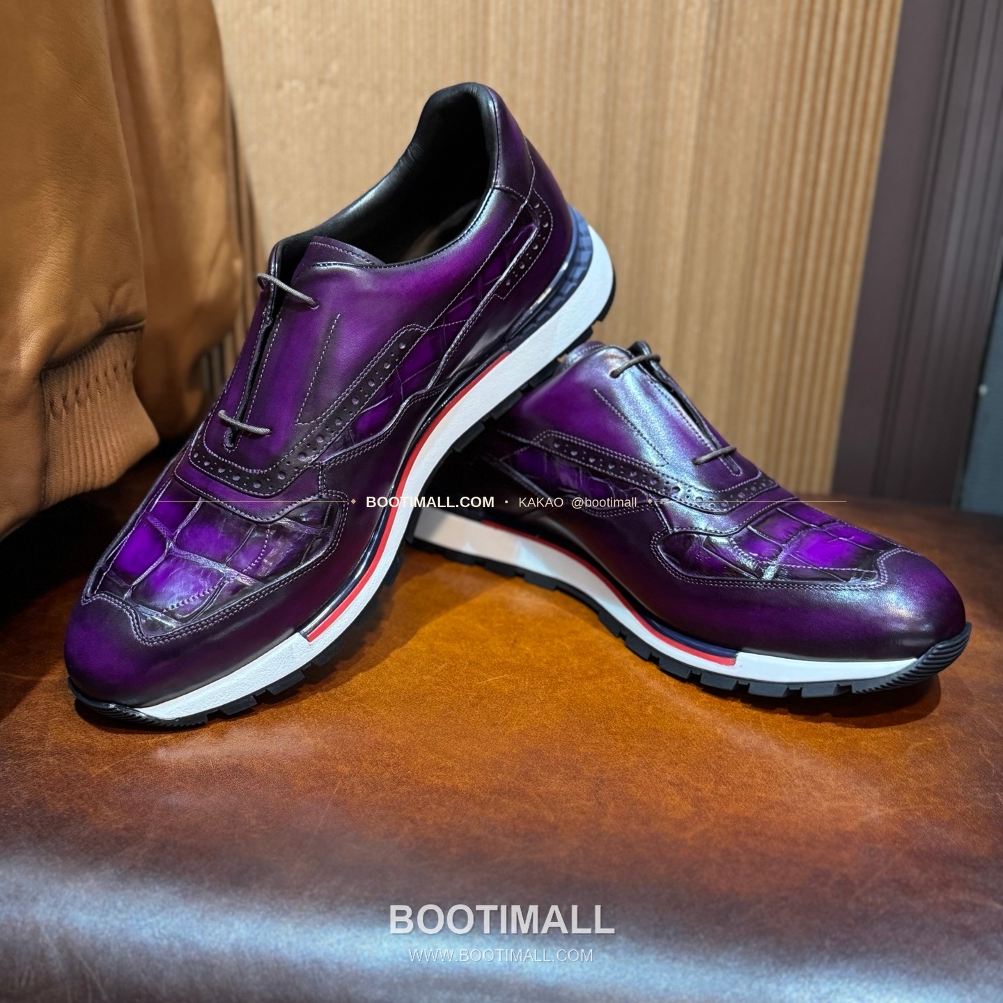 벨루티 소가죽 악어가죽 파티나 스니커즈 Berluti Calfskin Crocodile Leather Patina Black Sneakers 7