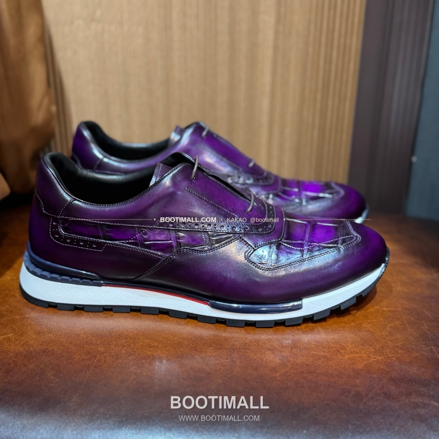 벨루티 소가죽 악어가죽 파티나 스니커즈 Berluti Calfskin Crocodile Leather Patina Black Sneakers 8