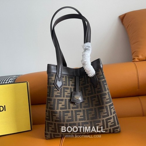 Fendi Origami FF Canvas Foldable Bucket Tote Bag 펜디 오리가미 FF 캔버스 폴더블 버킷 토트백 8626M72 27cm