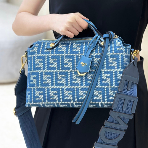Fendi Denim Jacquard FF Boston Blue Top Handle Bag 펜디 데님 자카드 FF 보스턴 블루 탑핸들백 28cm