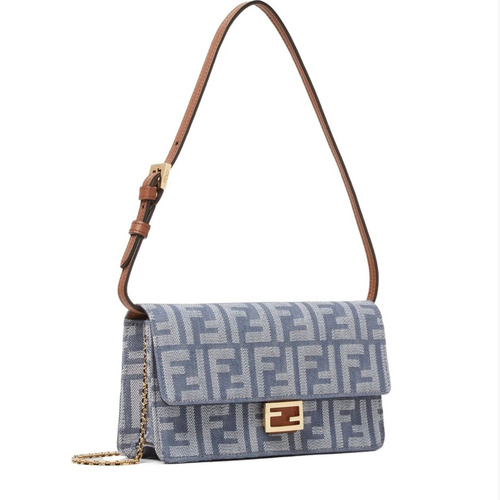 Fendi Baguette FF Denim Chain Wallet 펜디 바게트 FF 데님 체인 월렛 21cm