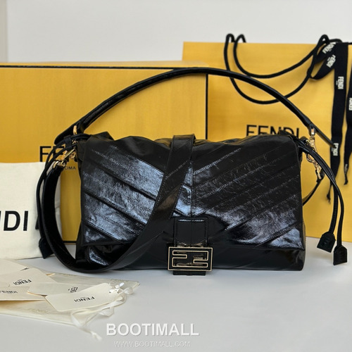 Fendi Mamma Baguette Large Glossy Eel Skin Flap Bag 펜디 맘마 바게트 라지 글로시 장어가죽 플랩백 32cm