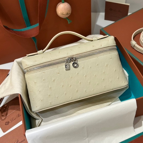 Loro Piana Extra Pocket L19 Ostrich Embossed Calfskin Bag 로로피아나 엑스트라 포켓 L19 오스트리치 엠보스 카프스킨 탑핸들 크로스백 19cm