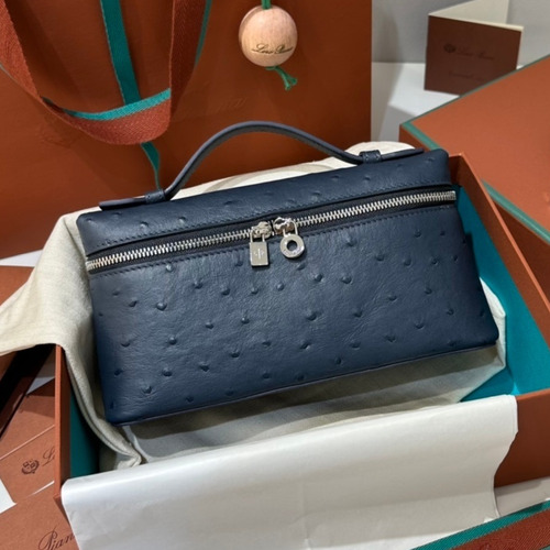 Loro Piana Extra Pocket L19 Ostrich Embossed Calfskin Bag 로로피아나 엑스트라 포켓 L19 오스트리치 엠보스 카프스킨 탑핸들 크로스백 19cm