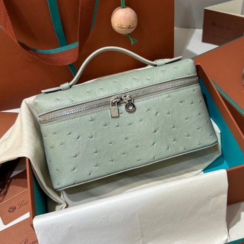Loro Piana Extra Pocket L19 Ostrich Embossed Calfskin Bag 로로피아나 엑스트라 포켓 L19 오스트리치 엠보스 카프스킨 탑핸들 크로스백 19cm