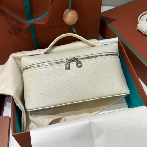 Loro Piana Extra Pocket L19 Ostrich Embossed Calfskin Bag 로로피아나 엑스트라 포켓 L19 오스트리치 엠보스 카프스킨 탑핸들 크로스백 19cm
