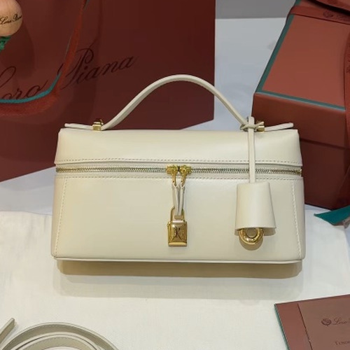 Loro Piana Extra Bag 23 Saddle Leather White Top Handle 로로피아나 엑스트라 백 23 새들 레더 화이트 탑핸들백 23cm