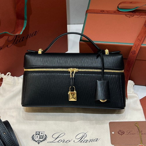 Loro Piana Extra Bag 23 Saddle Leather Black Top Handle 로로피아나 엑스트라 백 23 새들 레더 블랙 탑핸들백 23cm