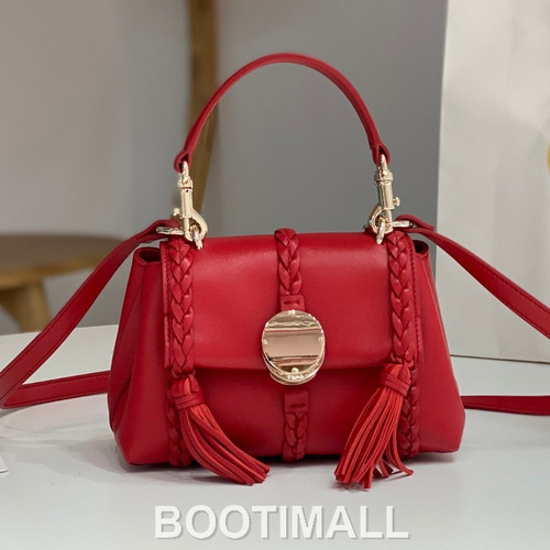Chloe Penelope Coin Calfskin Red Top Handle Bag 끄로에 페넬로페 코인 카프스킨 레드 탑핸들백 22cm