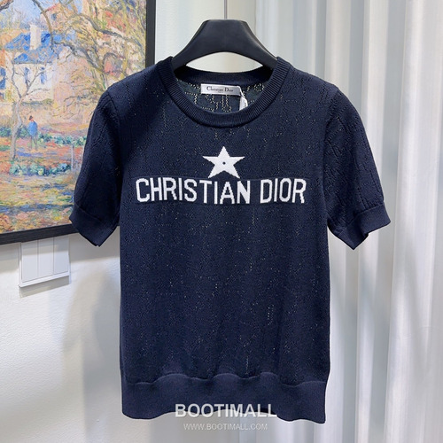 Dior Star Logo Jacquard Knit Short Sleeve Top 디올 스타 로고 자카드 니트 반팔 탑