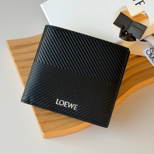 Loewe Puzzle Pebbled Calfskin Bi-Fold Wallet 로에베 퍼즐 페블드 카프스킨 반지갑 L1146 11cm