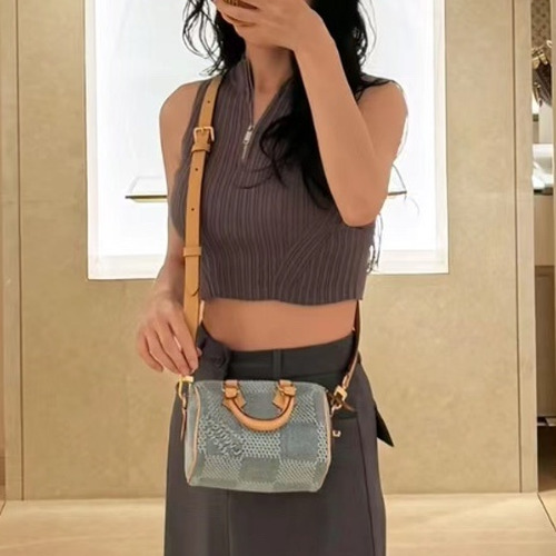 Louis Vuitton Speedy 18 Bandoulière Damier Denim Canvas Bag 루이비통 스피디 18 반둘리에 다미에 데님 캔버스 백 18cm