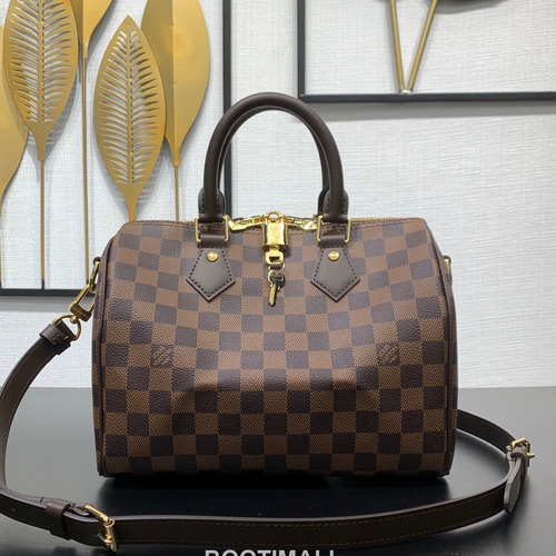 Louis Vuitton Speedy Bandoulière 25 N40575 Damier Ebene Coated Canvas Shoulder Bag 루이비통 스피디 반둘리에 25 다미에 에벤 코팅 캔버스 숄더백 25cm