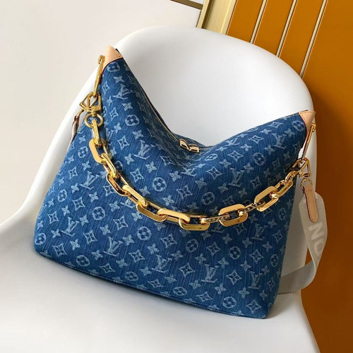 Louis Vuitton Coussin Hobo MM M13390 Monogram Denim Canvas Shoulder Bag 루이비통 쿠션 호보 MM 모노그램 데님 캔버스 숄더백 38cm