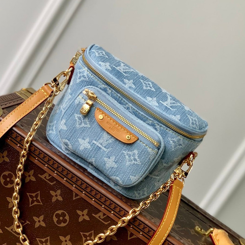 Louis Vuitton Mini Bumbag M83353 Monogram Denim Canvas Waist Bag 루이비통 미니 범백 모노그램 데님 캔버스 웨이스트백 17cm