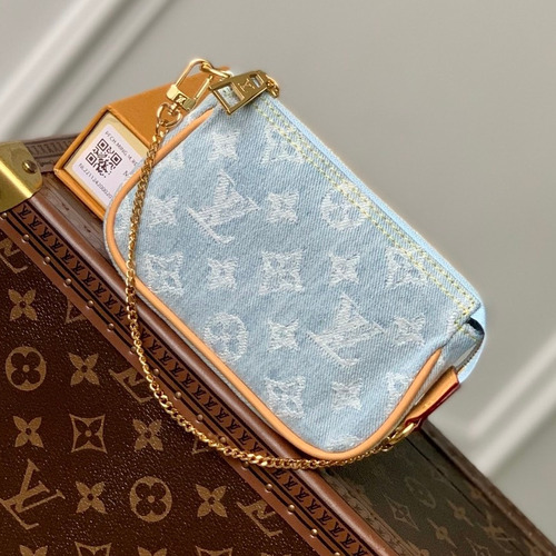 Louis Vuitton Mini Pochette Accessoires M82960 Monogram Denim Canvas Clutch Bag 루이비통 미니 포쉐트 액세수아르 모노그램 데님 캔버스 클러치백 15.5cm