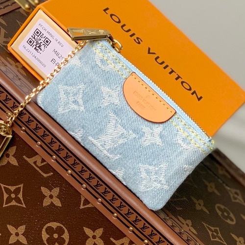 Louis Vuitton Key Pouch M82961 Monogram Denim Canvas Coin Wallet 루이비통 키 파우치 모노그램 데님 캔버스 동전지갑 12cm
