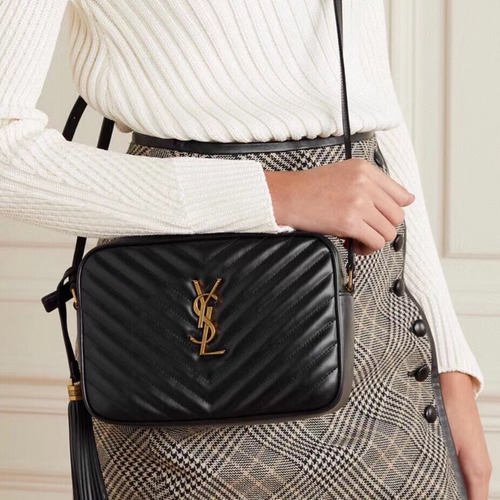 Saint Laurent Lou Camera Bag Calfskin Leather Shoulder Bag 생로랑 루 카메라백 카프스킨 가죽 숄더백 23cm