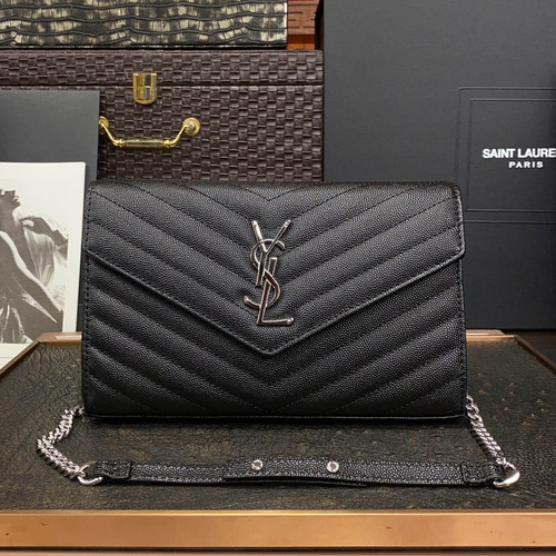 Saint Laurent Chain Wallet 377828 Calfskin Leather Quilted Wallet 생로랑 체인 월렛 카프스킨 가죽 퀼팅 지갑 22.5cm