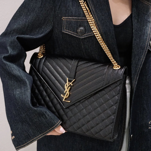 Saint Laurent Envelope Large 487198 Grained Calfskin Quilted Chain Bag 생로랑 엔벨로프 라지 그레인 카프스킨 퀼팅 체인백 31cm