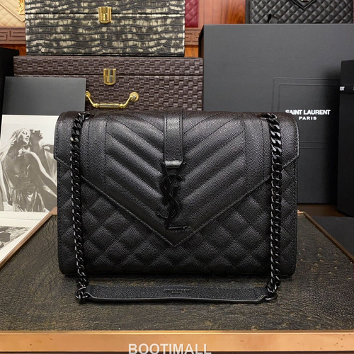 Saint Laurent Envelope Medium 487206 Grained Calfskin Quilted Chain Bag 생로랑 엔벨로프 미디움 그레인 카프스킨 퀼팅 체인백 24cm