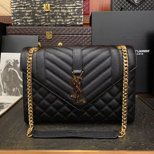 Saint Laurent Envelope Medium 487206 Grained Calfskin Quilted Chain Bag 생로랑 엔벨로프 미디움 그레인 카프스킨 퀼팅 체인백 24cm