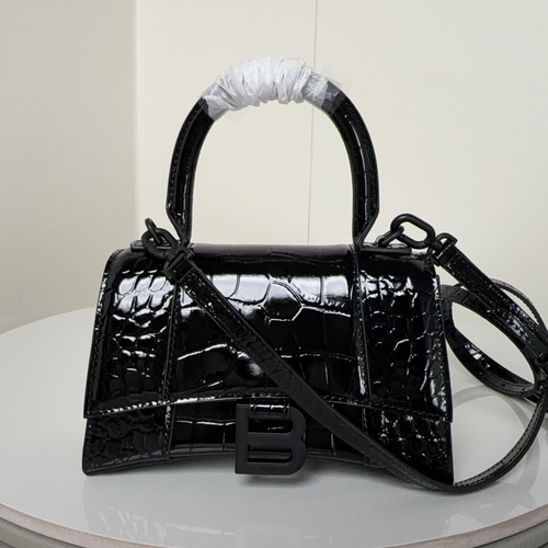 Balenciaga Hourglass Crocodile Embossed Calfskin XS Top Handle Bag B0070 발렌시아가 아워글래스 크로커다일 엠보스드 카프스킨 XS 탑핸들 숄더백 21cm